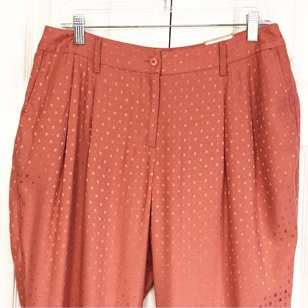 NWT Chico's Agra Red Geo Print Jacquard Pleated Cuff Ankle Pants 8